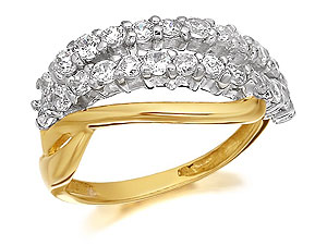9ct Gold Cubic Zirconia Triple Band Ring - 185955