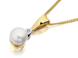 9ct gold Cultured Pearl and Diamond Birthstone