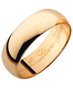 9ct Gold D-Shape Wedding Ring With High Dome