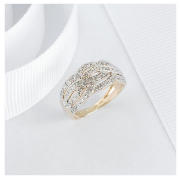 9Ct Gold Diamond 4-Row Ring