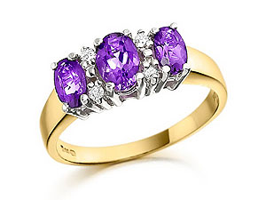9ct gold Diamond and Amethyst Ring 048428-K