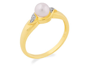 9ct gold Diamond and Cultured Pearl ring 180497-K