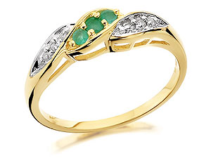 9ct Gold Diamond And Emerald Cluster Ring - 047532