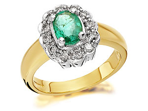 9ct Gold Diamond And Emerald Cluster Ring