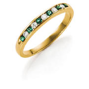 9ct Gold Diamond And Emerald Eternity Ring, M