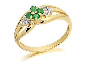 Diamond And Emerald Heart Ring - 047610