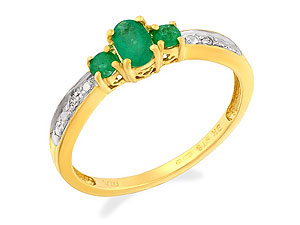 9ct Gold Diamond And Emerald Ring - 180905