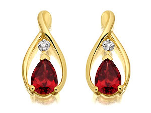 Diamond And Garnet Drop Earrings 15mm