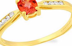 9ct Gold Diamond And Orange Sapphire Ring 10pts