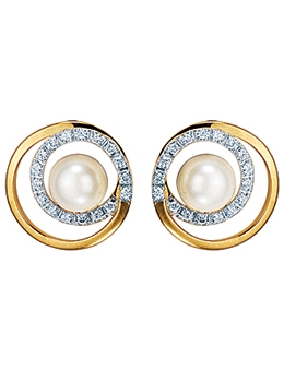 9ct gold Diamond and Pearl Earrings