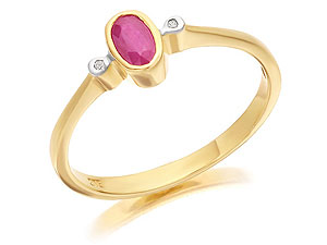 9ct Gold Diamond And Ruby Birthstone Ring July