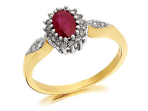 9ct Gold Diamond And Ruby Cluster Ring 18pts -
