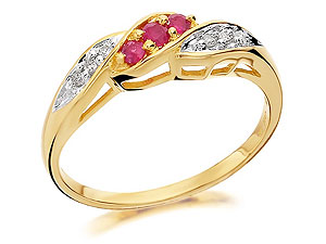 9ct Gold Diamond And Ruby Cluster Ring 6pts -