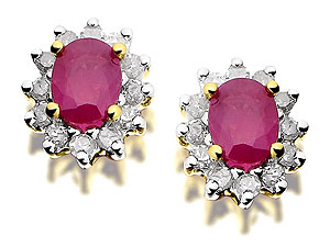 9ct Gold Diamond And Ruby Earrings 12pts per