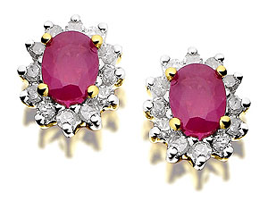 9ct Gold Diamond And Ruby Earrings 12pts per