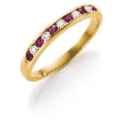 9ct Gold Diamond And Ruby Eternity Ring, K