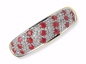 9ct gold Diamond and Ruby Half Eternity Ring 048227-K