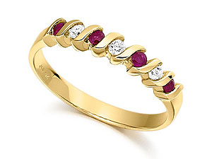 9ct Gold Diamond And Ruby Half Eternity Ring