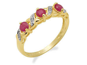 9ct Gold Diamond And Ruby Ring - 048235