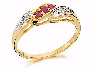 9ct Gold Diamond And Ruby Ring 6pts - 047357