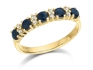 9ct Gold Diamond And Sapphire Half Eternity Ring