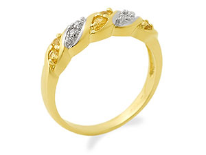 9ct Gold Diamond And Yellow Sapphire Ring - 048140