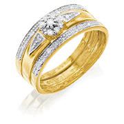 9CT GOLD DIAMOND BRIDAL RING SET, O