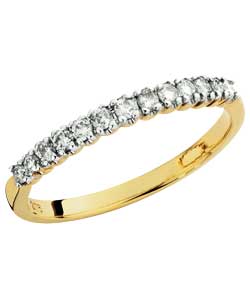9ct Gold Diamond Claw Set Band Ring