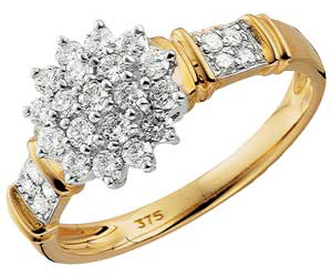 9ct Gold Diamond Cluster Dress Ring