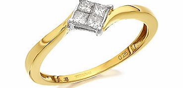 9ct Gold Diamond Cluster Ring 0.25ct - 046085