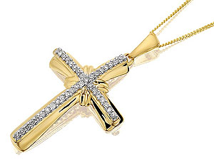 9ct Gold Diamond Cross And Chain - 186804