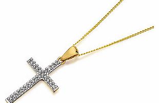 9ct Gold Diamond Cross And Chain 7pts