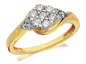 9ct Gold Diamond Crossover Ring 0.5ct - 049317