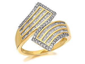 9ct Gold Diamond Crossover Shield Ring 1ct -