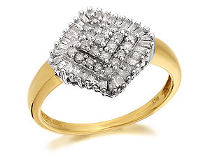 9ct Gold Diamond Cushion Cluster Ring 0.5ct -