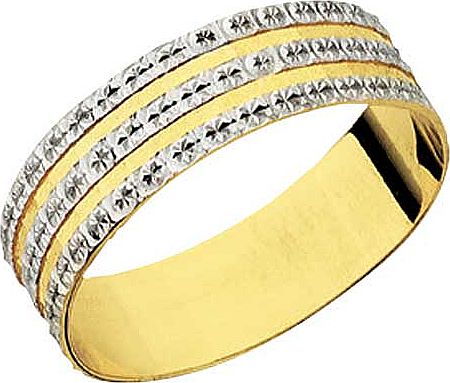 9ct Gold Diamond Cut 3 Row Sparkle Ring - 6mm