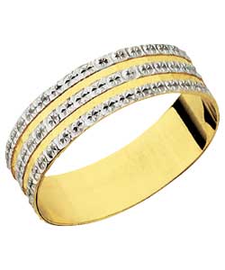 9ct Gold Diamond Cut 3 Row Sparkle Ring