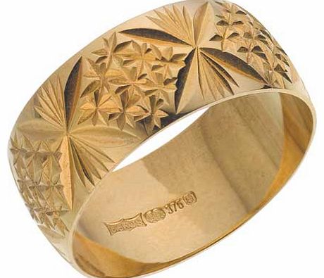 9ct Gold Diamond Cut 8mm Wedding Ring - Size V