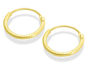 9ct gold Diamond-Cut Hinged Hoop Earrings 072297