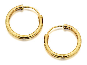 9ct Gold Diamond Cut Hoop Earrings 15mm - 072470