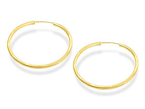 Diamond Cut Hoop Earrings 32mm - 072414