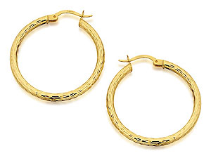Diamond Cut Hoop Earrings 34mm - 074146