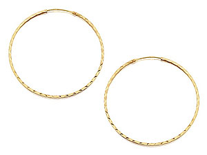 9ct gold Diamond Cut Large Hoop Earrings 072001