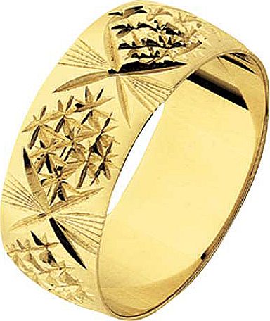 9ct Gold Diamond Cut Personalised Wedding Ring -