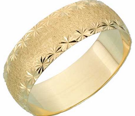 9ct Gold Diamond Cut Satin Wedding Ring - 6mm