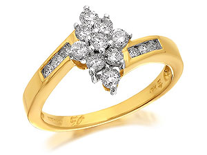 9ct Gold Diamond Diamond Cluster Ring 0.5ct -