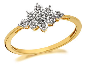 9ct Gold Diamond Flower Cluster Ring 5pts -