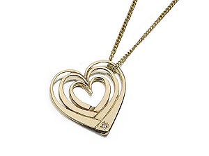 9ct Gold Diamond Heart Pendant And Chain HSBD