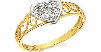9ct Gold Diamond Heart Ring - 182121