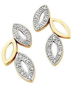 9ct gold Diamond Leaf Earrings